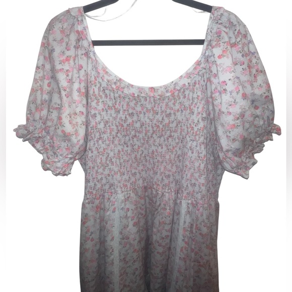 LoveShackFancy x Target Blue Floral Maxi Dress Smocked Tiered Ruffle Lace 3x - Picture 7 of 10
